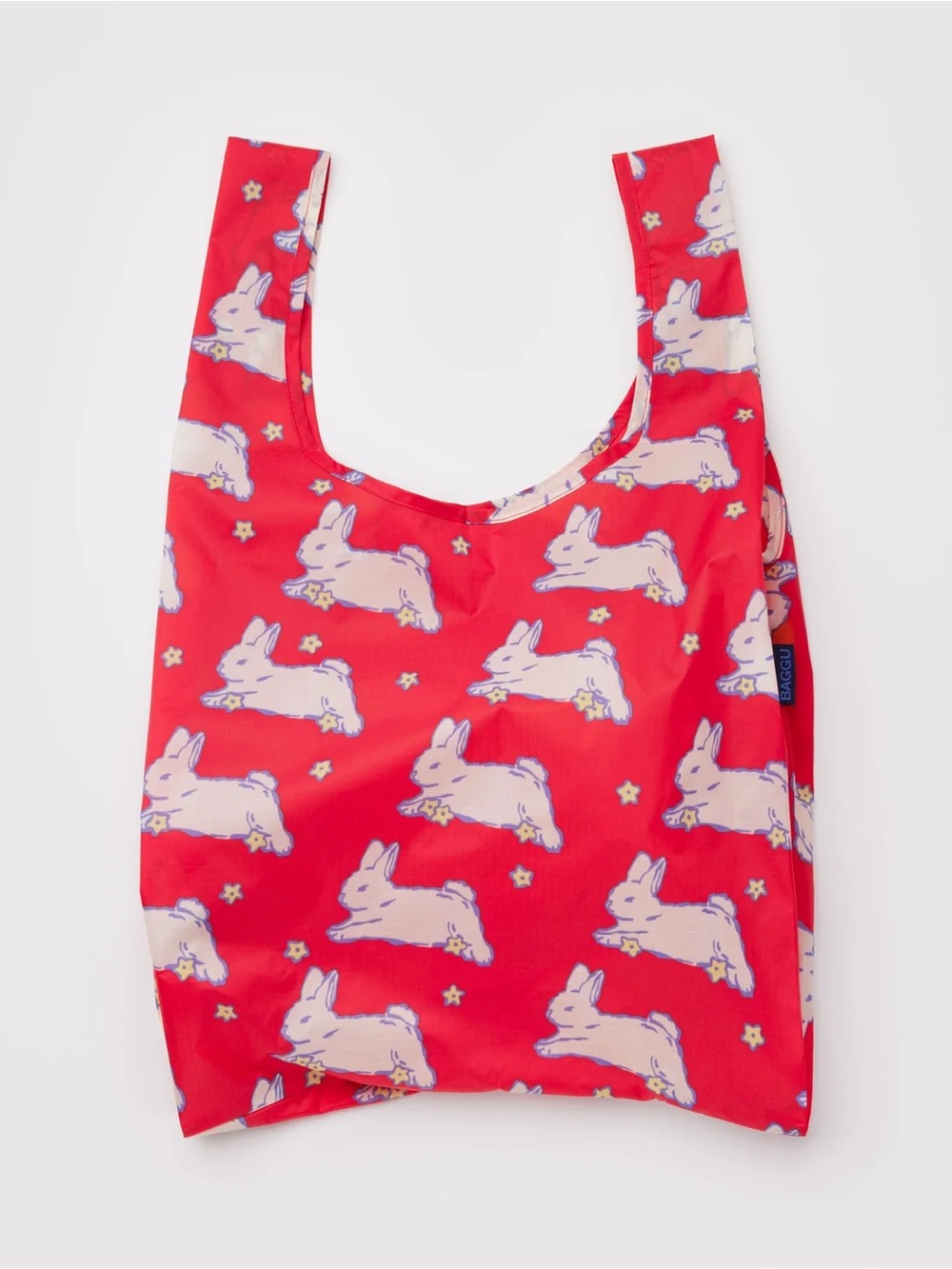 Standard Baggu Reusable Tote Bag Red White Bunnies Print Washable & Amazing! 🐇🐇